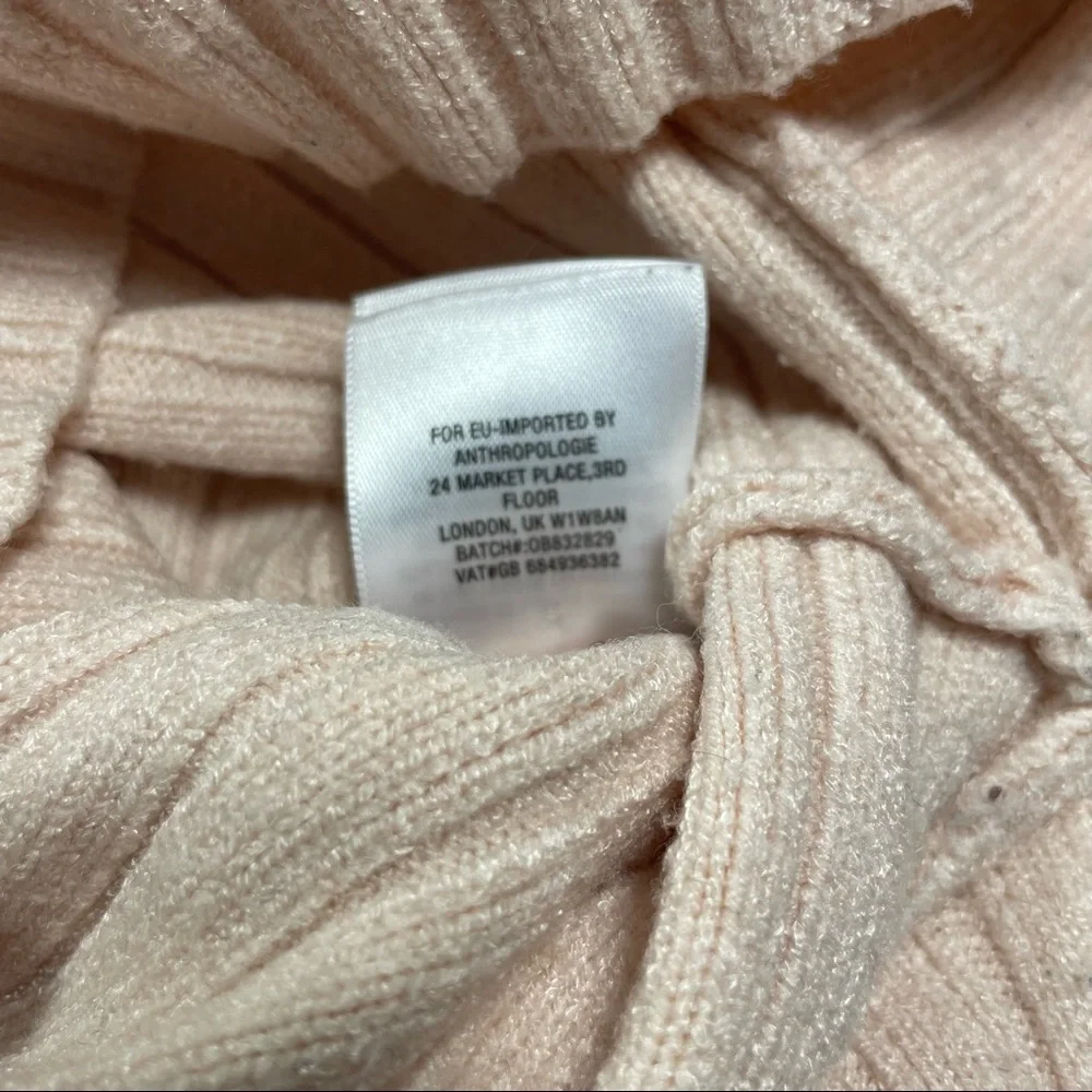 Anthologies Moth blush turtleneck dolman sleeve rib knit sweater size S - Picture 5 of 7
